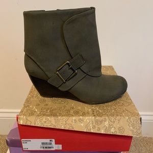 American Rag Olive Wedge Booties